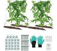 VEVOR Treillis 90x140cm, Set de palissage de concombre pliable, treillis Treillis support de plantes en extérieur pour tomates, courges, légumes