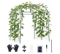VEVOR Treillis à Concombres Forme Arche Treillis de Jardin Métal Support Plante Grimpante Extérieur pour Vignes, Pois, Haricots, Courgettes, Tomates, Fleurs, Revêtement Plastique PE, 181x165x210 cm