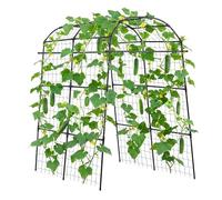VEVOR Treillis à Concombres Forme Arche Treillis de Jardin Métal Support Plante Grimpante Extérieur pour Vignes, Pois, Haricots, Courgettes, Tomates, Fleurs, Revêtement Plastique PE, 180x112x210,8 cm
