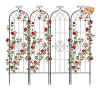 VEVOR Treillis de Jardin Métal 40,5x152 cm Support de Plante Grimpante Lot de 4 Treillis pour Rosiers, Tomates, Concombres, Fleurs Légumes Grimpants, avec Revêtement en Poudre, Système de Verrouillage