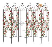VEVOR Treillis de Jardin Métal 52,5x180 cm Support de Plante Grimpante Lot de 6 Treillis pour Rosiers, Tomates, Concombres, Fleurs Légumes Grimpants, avec Revêtement en Poudre, Système de Verrouillage