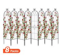 VEVOR Treillis de Jardin Métal 52,5x180 cm Support de Plante Grimpante Lot de 8 Treillis pour Rosiers, Tomates, Concombres, Fleurs Légumes Grimpants, avec Revêtement en Poudre, Système de Verrouillage