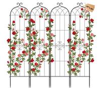 VEVOR Treillis de Jardin Métal 52,5x220 cm Support de Plante Grimpante Lot de 4 Treillis pour Rosiers, Tomates, Concombres, Fleurs Légumes Grimpants, avec Revêtement en Poudre, Système de Verrouillage