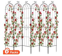 VEVOR Treillis de Jardin Métal 52,5x220 cm Support de Plante Grimpante Lot de 6 Treillis pour Rosiers, Tomates, Concombres, Fleurs Légumes Grimpants, avec Revêtement en Poudre, Système de Verrouillage