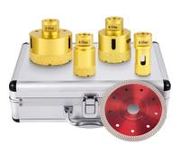 VEVOR Trépan Diamant Scie Cloche 25/35/50/68 mm, Foret Diamanté Brasé sous Vide, Ensemble de 4 Forets Cylindriques avec Coffret pour Porcelaine Carrelage Granit Marbre Meuleuse Forage à Sec/Humide