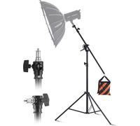 VEVOR Trépied d'éclairage en aluminium à coussin d'air, hauteur max. 3900 mm, trépied photo réglable avec bras, charge max. 5 kg, vis 6,35 mm pour boîte à lumière, flash de studio, parapluie, éclairag