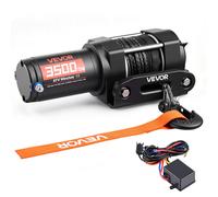 VEVOR Treuil Électrique 12 V CC 1587 kg Treuil pour Quad SSV Tout-terrain Remorquage, Corde Synthétique 5,5 mm x 10 m, Télécommande Filaire, Étanche IP55, Guide-câble en Alliage d'Alu, Platine Montage