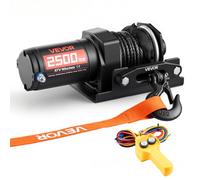 VEVOR Treuil Électrique 12 V CC 1134 kg Treuil pour Quad SSV Tout-terrain Remorquage, Corde Synthétique 4,8 mm x 12 m, Télécommande Filaire, Étanche IP55, Platine Montage, Guide-câble en Alliage d'Alu