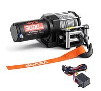 VEVOR Treuil Électrique 12 V CC 1360 kg Treuil pour Quad SSV Tout-terrain Remorquage, Câble en Acier 5 mm x 12 m, Télécommande Filaire, Étanche IP55, avec Platine de Montage et Guide-câble à Rouleaux