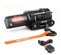 VEVOR Treuil Électrique 12 V CC 1587 kg Treuil pour Quad SSV Tout-terrain Remorquage, Corde Synthétique 5,5 mm x 10 m, Télécommande Filaire, Étanche IP55, Guide-câble en Alliage d'Alu, Platine Montage