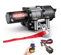 VEVOR Treuil Électrique 12 V CC 2041 kg Treuil pour Quad SSV Tout-terrain Remorquage, Câble en Acier 6 mm x 12 m, Télécommande sans Fil et Filaire, Étanche IP54, avec Platine et Guide-câble à Rouleaux