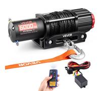 VEVOR Treuil Électrique 12 V CC 2721 kg Treuil pour Quad SSV Tout-terrain Remorquage, Corde Synthétique 6 mm x 15 m, Télécommande sans Fil et Filaire, Étanche IP55, Platine de Montage, Guide-câble