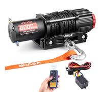 VEVOR Treuil Électrique 12 V CC 2721 kg Treuil pour Quad SSV Tout-terrain Remorquage, Corde Synthétique 6 mm x 15 m, Télécommande sans Fil et Filaire, Étanche IP55, Platine de Montage, Guide-câble