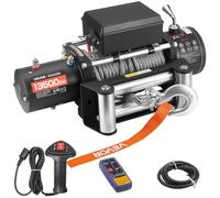VEVOR Treuil Électrique 12 V CC 6100 kg avec Câble en Acier Φ 9,5 mm x 24 m, Télécommande sans Fil et Filaire, Étanchéité IP55, pour Remorquage de SUV, Jeep, Remorque, Bateau, Véhicule Tout-terrain