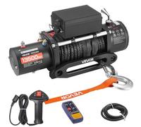 VEVOR Treuil Électrique 12 V CC 6100 kg avec Corde Synthétique Φ 9,5 mm x 26 m, Télécommande sans Fil et Filaire, Étanchéité IP55, pour Remorquage de SUV, Jeep, Remorque, Bateau, Véhicule Tout-terrain