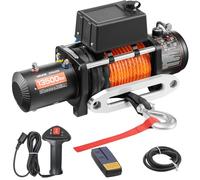 VEVOR Treuil Électrique 12 V CC Capacité de Charge 6100 kg avec Corde Synthétique Φ 9,5 mm x 24 m, Télécommande Sans Fil et Filaire, pour Remorquage SUV Tout-terrain, Jeep, Camion, Remorque, Bateau