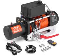 VEVOR Treuil Électrique 6123 kg 12 V CC Corde Synthétique Φ1,0 x 2438,4 cm Guide-câble, Télécommande Sans Fil et Filaire, Étanche IP55, pour Remorquage SUV Tout-terrain, Jeep, Camion, Remorque, Bateau