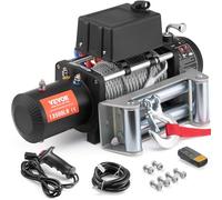 VEVOR Treuil Électrique 6123 kg 12 V CC avec Câble Acier Φ1,0 x 2438,4 cm, Guide-câble, Télécommande Sans Fil et Filaire, Étanche IP55, pour Remorquage SUV Tout-terrain, Jeep, Camion, Remorque, Bateau