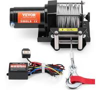 VEVOR Treuil Électrique VTT UTV Capacité de Traction 1361 kg 12 V CC avec Câble en Acier à 7 Brins Φ 0,5 x 1188,7 cm, Contrôle Filaire, Étanchéité IP55, Treuil pour Remorquage VTT UTV Tout-terrain