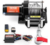 VEVOR Treuil Électrique VTT UTV Capacité de Traction 1814 kg 12 V CC avec Câble en Acier à 7 Brins Φ0,5 x 1188,7 cm, Télécommande Sans Fil et Filaire, Étanchéité IP55, Treuil pour Remorquage VTT UTV