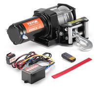 VEVOR Treuil Électrique VTT UTV Capacité de Traction 1814 kg 12 V CC avec Câble en Acier à 7 Brins Φ0,5 x 1188,7 cm, Télécommande Sans Fil et Filaire, Étanchéité IP55, Treuil pour Remorquage VTT UTV