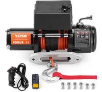 VEVOR Treuil Électrique VTT UTV Capacité de Traction 2041 kg 12 V CC, Corde Synthétique 12 Brins Φ 0,6x1188,7 cm, Guide-câble, Télécommande Sans Fil et Filaire, Étanche IP55, pour Remorquage VTT UTV