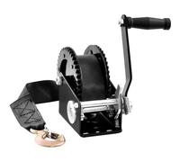 VEVOR Treuil Manuel Capacité de Traction 907,1 kg Treuil de Remorque Bateau Manivelle Robuste avec Sangle en Polyester 7 m Cliquet Bidirectionnel Treuil Manuel à Manivelle pour Remorque, Bateau, VTT