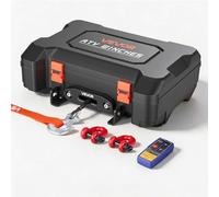VEVOR Treuil Portable 12 V CC 2041 kg Treuil Électrique Corde Synthétique, pour Quad, Télécommandes sans Fil et Filaire, Kit de Récupération en Boîtier avec Guide-Câble, Crochet à Manille et Sangle