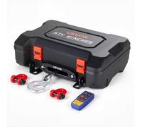 VEVOR Treuil Portable 12 V CC 2721 kg Treuil Électrique Corde Synthétique, Télécommandes sans Fil et Filaire, pour Quad, Kit de Récupération en Boîtier avec Guide-Câble, Crochet à Manille et Sangle