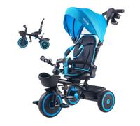 VEVOR Tricycle Évolutif pour Enfants de 1 à 5 Ans, Tricycle Bébé 6 en 1 avec Canne Réglable à 4 Niveaux, Vélo Poussette à Siège Rotatif et Réglable avec Capote Amovible, Paniers de Rangement, Bleu