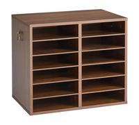 VEVOR Trieur de Documents de Bureau en Bois avec 12 Compartiments, Brun, Organisateur de Dossiers avec Étagères Réglables pour Rangement de Papiers, Magazines, Courriers, Bibliothèque, École, Accueil