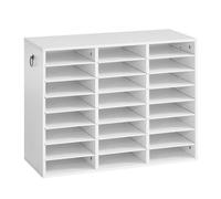 VEVOR Trieur de Documents de Bureau en Bois avec 24 Compartiments, Blanc, Organisateur de Dossiers avec Étagères Réglables pour Rangement de Papiers, Magazines, Courriers, Bibliothèque, École, Accueil