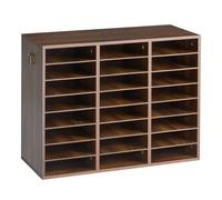 VEVOR Trieur de Documents de Bureau en Bois avec 24 Compartiments, Brun, Organisateur de Dossiers avec Étagères Réglables pour Rangement de Papiers, Magazines, Courriers, Bibliothèque, École, Accueil