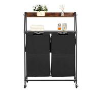 VEVOR Trieur de Linge 2 Niveaux 2 Compartiments avec Roulettes et Crochets Noir