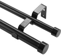VEVOR Tringles à rideaux Passage intérieur 2 voies, 183-366 cm Tringles à rideaux Capacité de charge 13,6 kg avec tête arrondie & support - Fenêtres décoratives pour salon chambre fenêtre / Noir