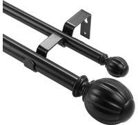 VEVOR Tringles à rideaux Passage intérieur 2 voies, 92-183 cm Tringles à rideaux Réglables avec tête sphérique arrondie & supports - Fenêtres décoratives pour salon chambre fenêtre / Noir