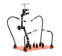 VEVOR Troisième Main Soudure à 4 Bras, Station Aide de Soudage Magnétique, avec 6 Piliers de Circuit Imprimé, Support de Pistolet à Air Chaud 360°, pour Réparation Électronique, Artisanat, Bricolage