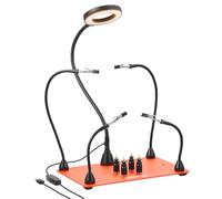 VEVOR Troisième Main Soudure à 4 Bras, Station Aide de Soudage Magnétique, avec Lampe Loupe LED 3X, 4 Piliers de Circuit Imprimé, Outil de Soudage pour Réparations Électroniques, Artisanat, Bricolage