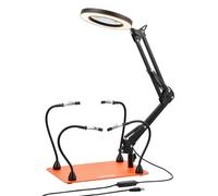 VEVOR Troisième Main Soudure à 4 Bras Flexibles, Station Aide de Soudage Magnétique, avec Lampe Loupe LED 3X, Base en Acier Robuste et Antidérapante, pour Réparation Électronique, Artisanat, Bricolage
