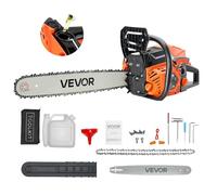 VEVOR Tronçonneuse à Essence 455 mm, Tronçonneuse Thermique 52 cc, 1,8 kW, avec Poignée Antidérapante, Double Réservoir de Carburant, pour Coupe de Bois, Élagage de Branches des Arbres, Défrichement