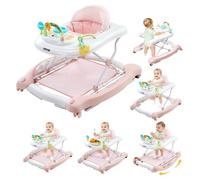 VEVOR Trotteur Bébé 5 en 1 Youpala Bébé Garçon Fille Centre d'Activités Pliable sur Roulettes Aide à la Marche pour Tout-petits 6 à 24 Mois, Réglable en Hauteur avec Siège Rembourré à Dossier Haut