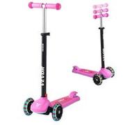 VEVOR Trottinette Enfant 3 Roues et Large Plateau Antidérapant pour 3 Ans et Plus Rose