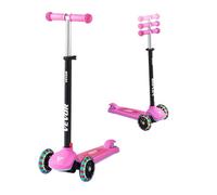 VEVOR Trottinette enfant 3+ 3 roues, guidon réglable, roues lumineuses, plateau antidérapant, rose