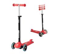 VEVOR Trottinette enfant 3 ans+ 3 roues, guidon réglable en hauteur, roues lumineuses, rouge