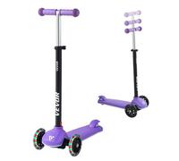 VEVOR Trottinette enfants 3 ans et plus, patinette à 3 roues avec roues lumineuses, guidon réglable en hauteur, large plateau antidérapant, cadre aluminium léger pour garçons et filles à 74 kg, violet