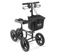 VEVOR Trottinette pliante genoux, 160 kg, déambulateur orientable acier au carbone, guidon et genouillère hauteur réglable, roue tout terrain 305 mm, double freins, scooter de récupération des jambes