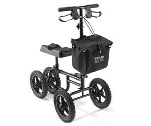 VEVOR Trottinette pliante genoux, 160 kg, déambulateur orientable acier au carbone, guidon et genouillère hauteur réglable, roue tout terrain 305 mm, double freins, scooter de récupération des jambes