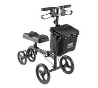 VEVOR Trottinette pliante pour genoux, 136 kg, déambulateur orientable acier au carbone, guidon et genouillère hauteur réglable, roues solides tout terrain, doubles freins, trottinette de récupération