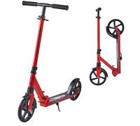 VEVOR Trottinette pour enfants 8 ans et plus, ados et adultes, patinette à 2 roues, guidon réglable en hauteur, plateau antidérapant, pliable et légère pour garçons et filles à 100 kg, rouge et noir