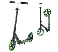 VEVOR Trottinette pour Enfants 8 Ans et Plus, Ados et Adultes, patinette à 2 Roues, Guidon réglable en Hauteur et Plateau antidérapant, Pliable et légère pour garçons et Filles à 100 kg, Noir et Vert